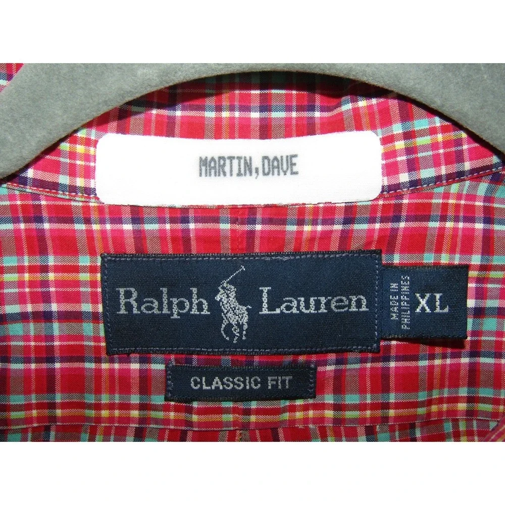 Ralph Lauren Classic Fit Plaid Short Sleeve Button Down Shirt‎ Mens XL
